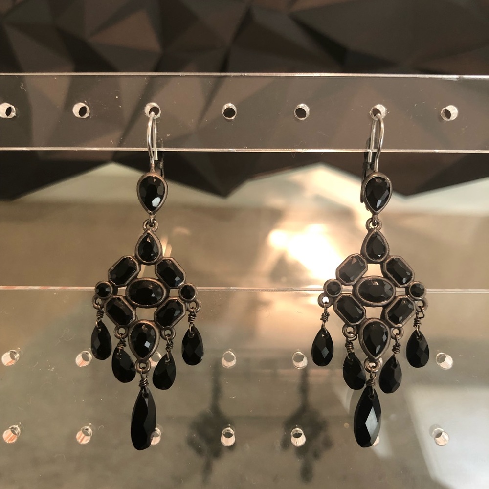 Kenneth Cole gun metal black crystal Earrings